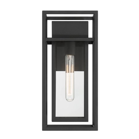 DESIGNERS FOUNTAIN Burton 16 in 1Light Black Outdoor Wall Lantern with Clear Glass Shade D277M-7EW-BK